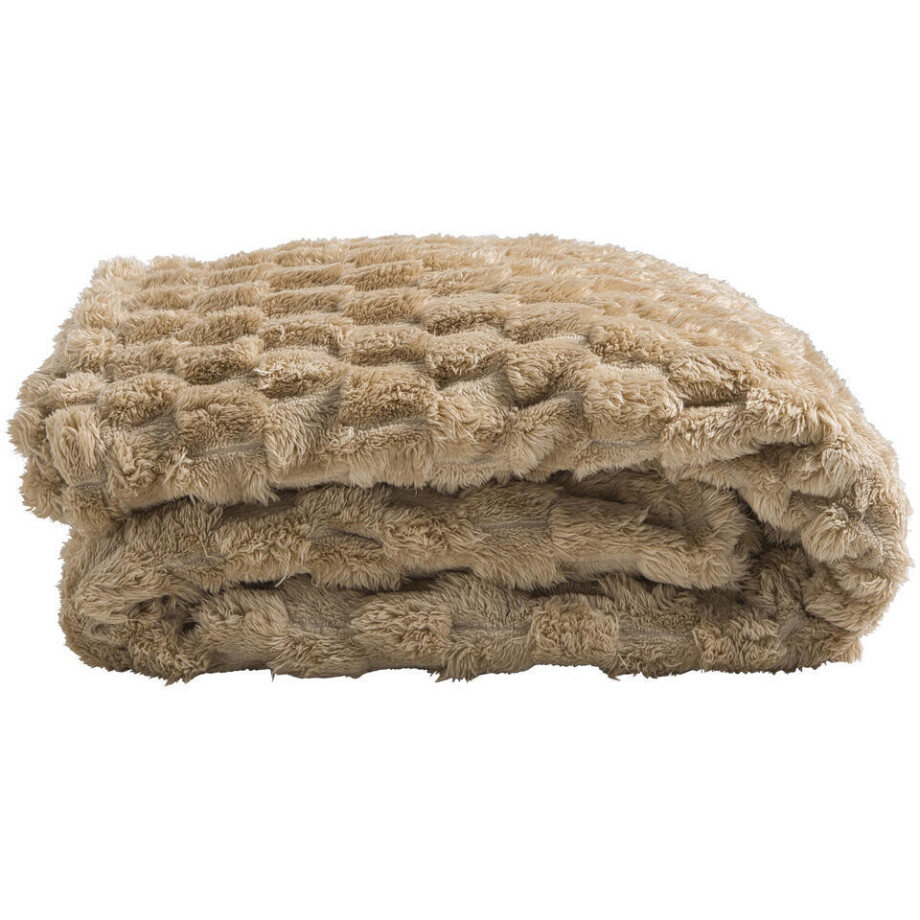 Leen Bakker - Plaid Dente - Zand - 130x170 Cm - Polyester - Crème afbeelding 1
