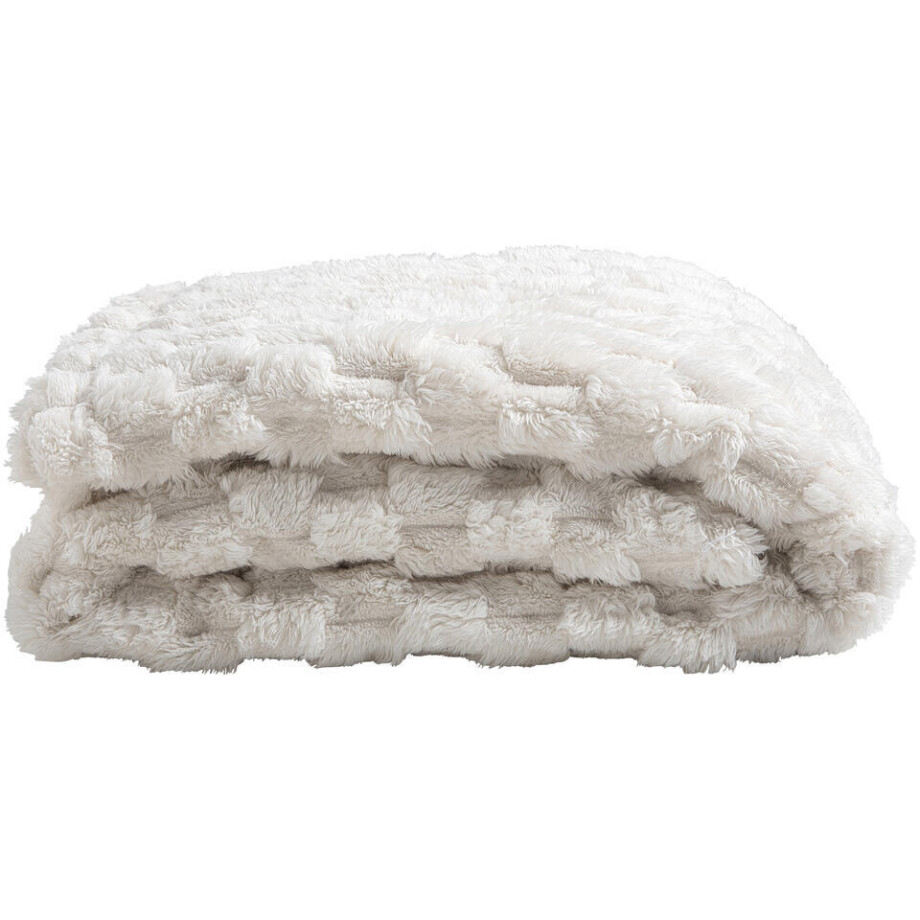 Leen Bakker - Plaid Dente - Off-white - 130x170 Cm - Polyester - Crème afbeelding 1