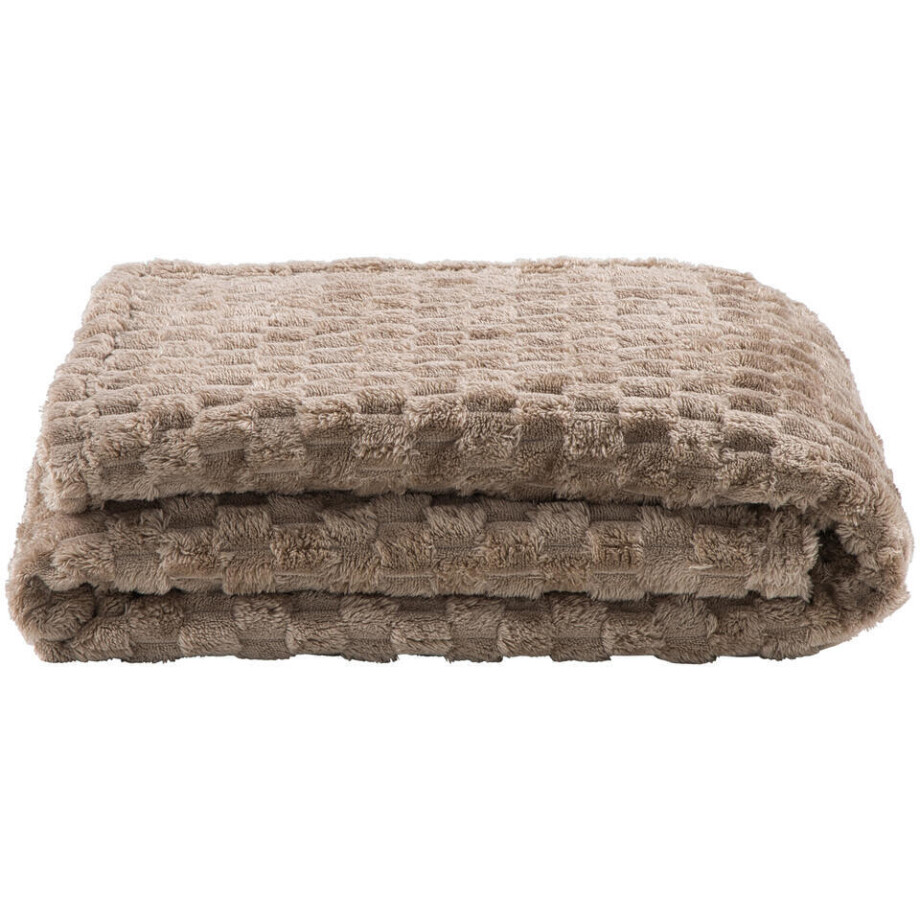1+1 Gratis Leen Bakker - Plaid Cynthia - 130x170 Cm - Polyester - Taupe 1+1 Gratis Leen Bakker - Plaid Cynthia - 130x170 Cm - Polyester - Taupe afbeelding 1