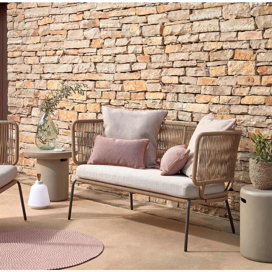 Kave Home 2-zits Tuinbank 'Nadin' 135cm, kleur Beige Kave Home 2-zits Tuinbank 'Nadin' 135cm, kleur Beige afbeelding 1