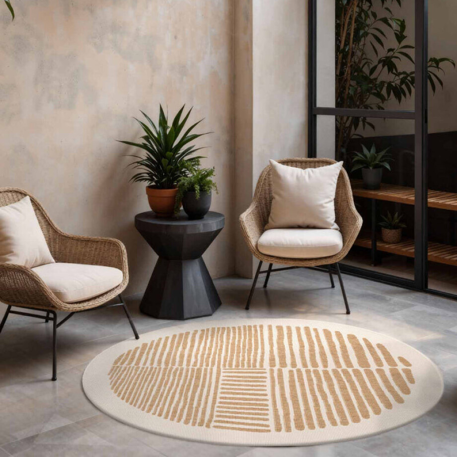 Vloerkleed Bounds Rond - Jute Wit Xcm - Polypropyleen - Dekbed-Discounter.nl afbeelding 