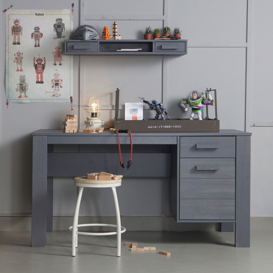 WOOOD Bureau 'Dennis', kleur donkergrijs WOOOD Bureau 'Dennis', kleur donkergrijs afbeelding 1