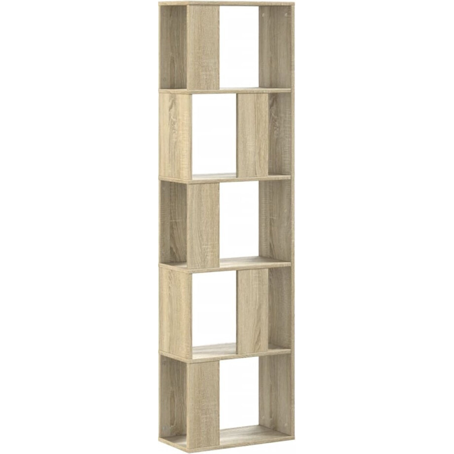 vidaXL - Boekenkast - 5-laags - 45x23,5x162,5 - cm - bewerkt - hout - sonoma - eiken afbeelding 1