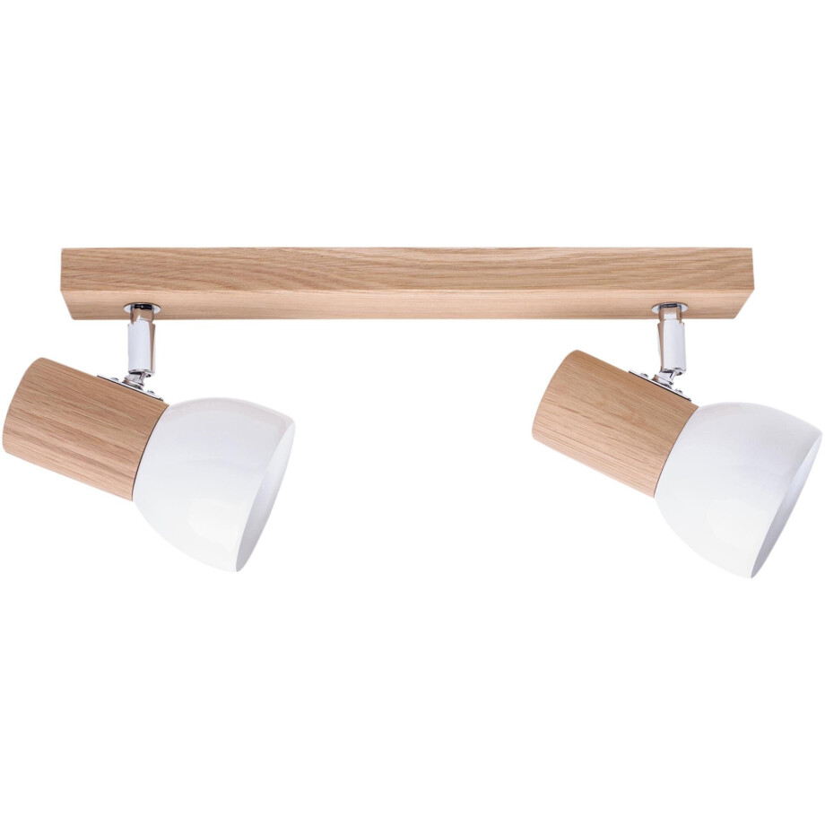 SPOT Light Plafondlamp SVENDA Natuurproduct van massief hout, met flexibele spots, scherm van metaal afbeelding 1
