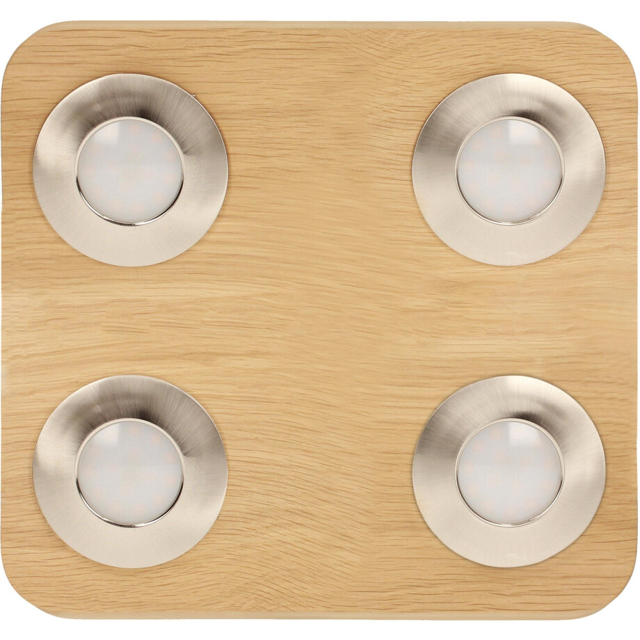 SPOT Light Led-plafondlamp SUNNIVA Inclusief ledverlichting, van massief eikenhout, natuurproduct afbeelding 1