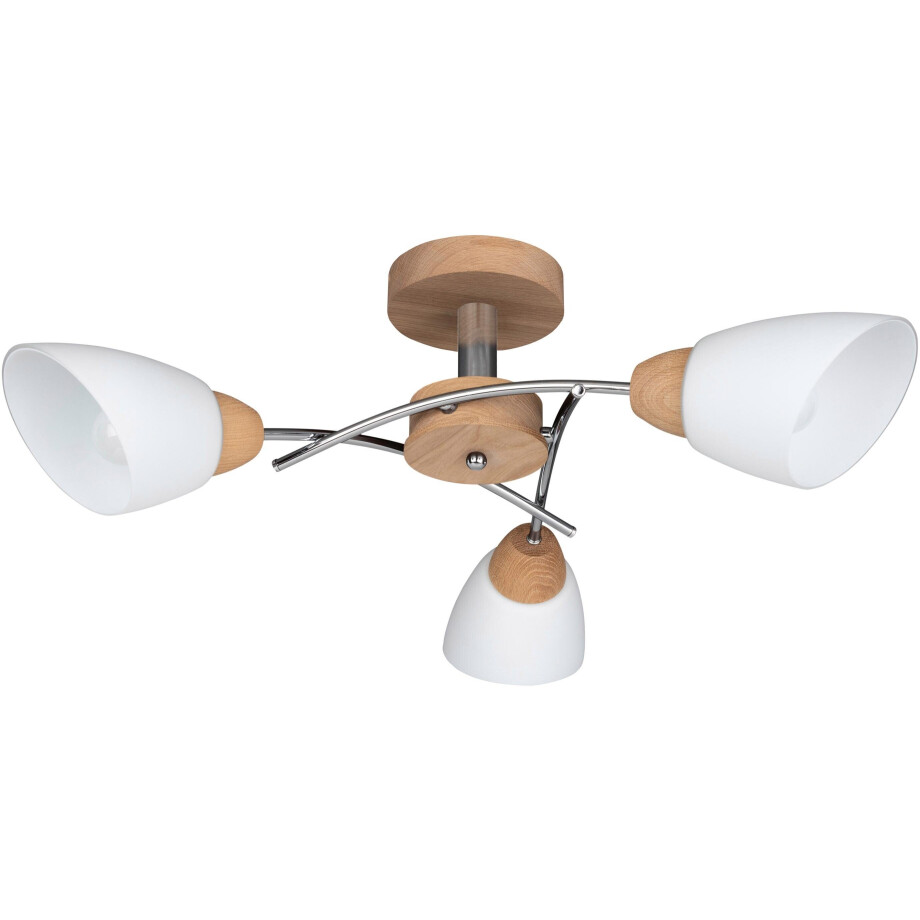 SPOT Light Plafondlamp VILETTA Lamp van eikenhout en metaal, hoogwaardige kapjes van opaalglas afbeelding 1