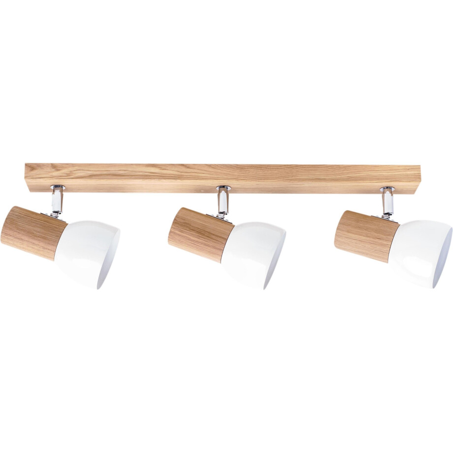 SPOT Light Plafondlamp SVENDA Natuurproduct van massief hout, met flexibele spots, scherm van metaal afbeelding 1