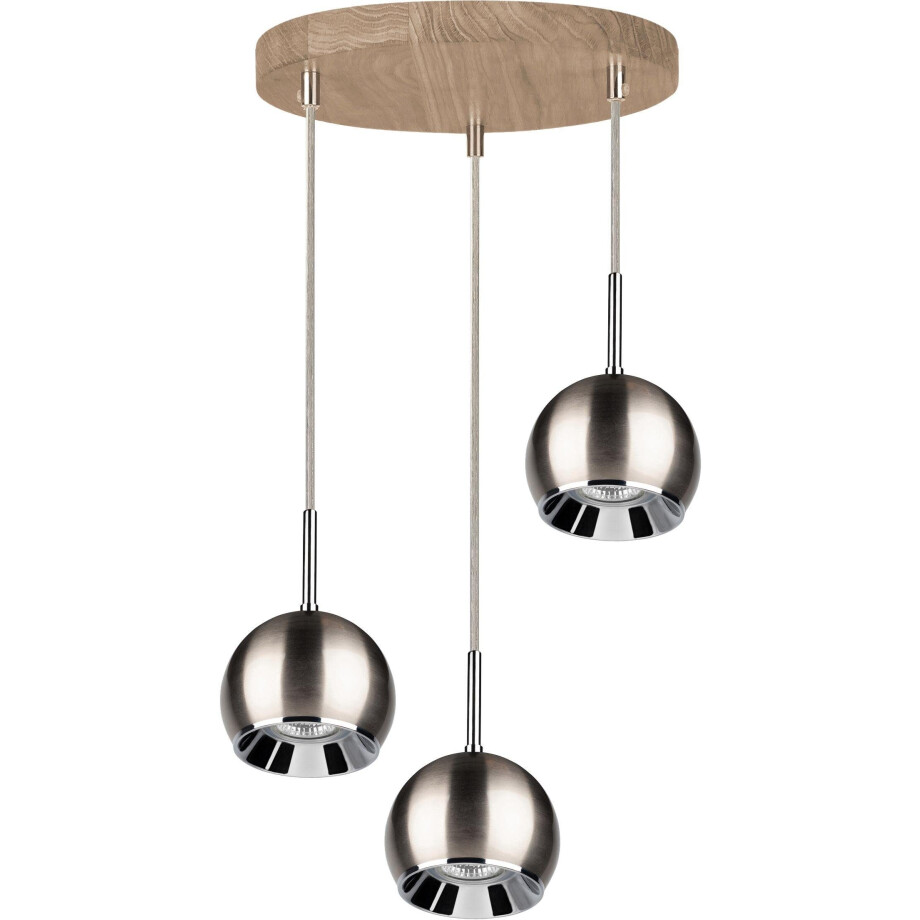 SPOT Light Hanglamp BALL WOOD Hanglamp, inclusief ledverlichting, eikenhout, kabel in te korten afbeelding 1