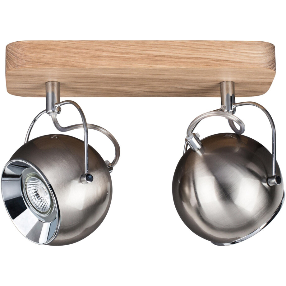 SPOT Light Plafondlamp BALL WOOD Inclusief ledlampen, natuurproduct van eikenhout, flexibele spots afbeelding 
