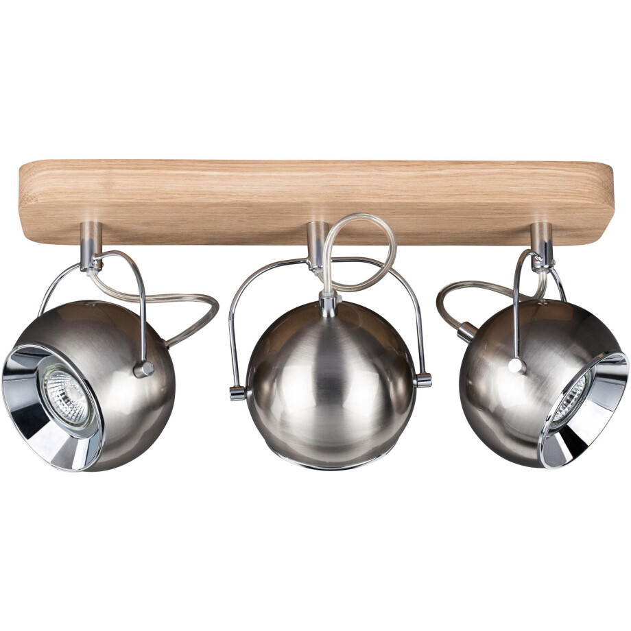 SPOT Light Plafondlamp BALL WOOD Inclusief ledlampen, natuurproduct van eikenhout, flexibele spots afbeelding 