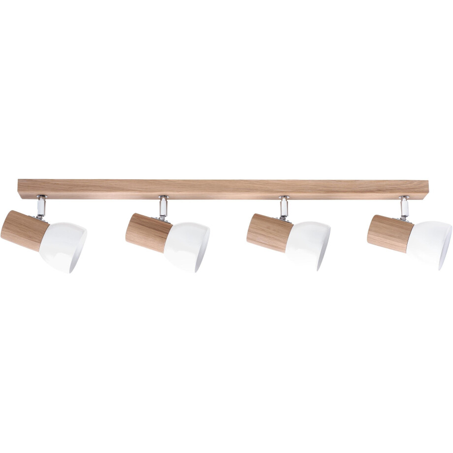 SPOT Light Plafondlamp SVENDA Natuurproduct van massief hout, met flexibele spots, scherm van metaal afbeelding 1