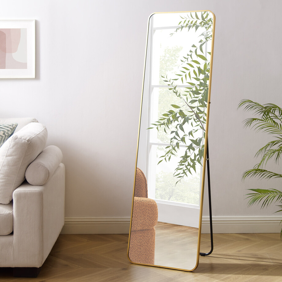 Artistiq Staande Spiegel 'Jani' 160 x 50cm, kleur goud Artistiq Staande Spiegel 'Jani' 160 x 50cm, kleur goud afbeelding 1
