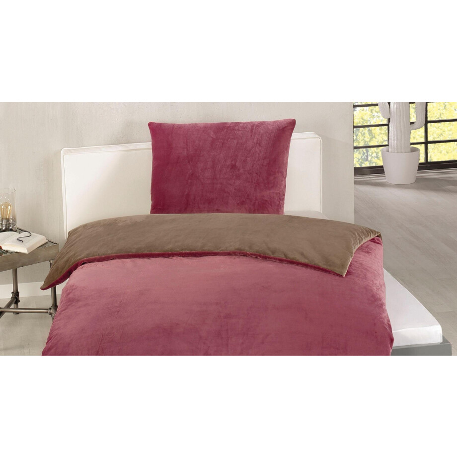 Gözze Tweezijdig te gebruiken overtrekset Superpluis in mt. 135x200 of 155x220 cm Fleece behaaglijk warm in de winter, dekbedovertrek met reversible-look (2-delig) afbeelding 1