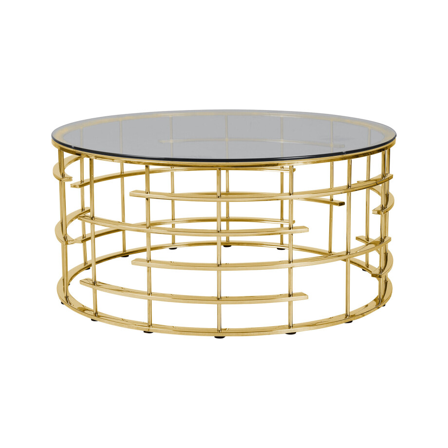 Artistiq Salontafel 'Marico' 90cm, kleur goud / donker glas Artistiq Salontafel 'Marico' 90cm, kleur goud / donker glas afbeelding 1