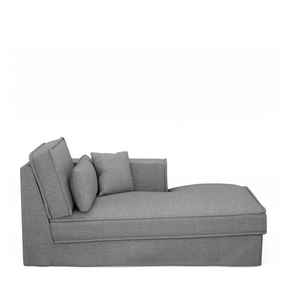 Metropolis Chaise Longue Right, washed cotton, grey afbeelding 1