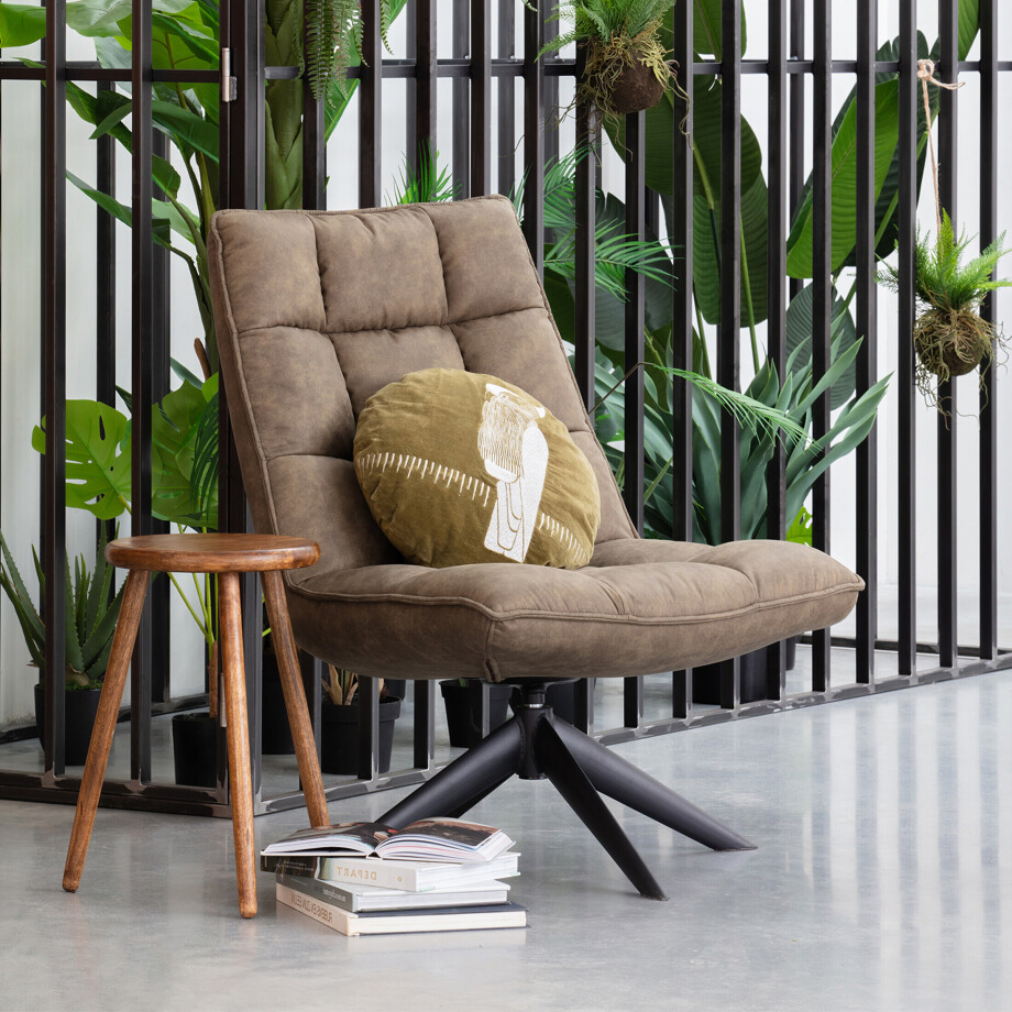 WOOOD Draaifauteuil 'Jouke' PU leder, kleur Groen afbeelding 1