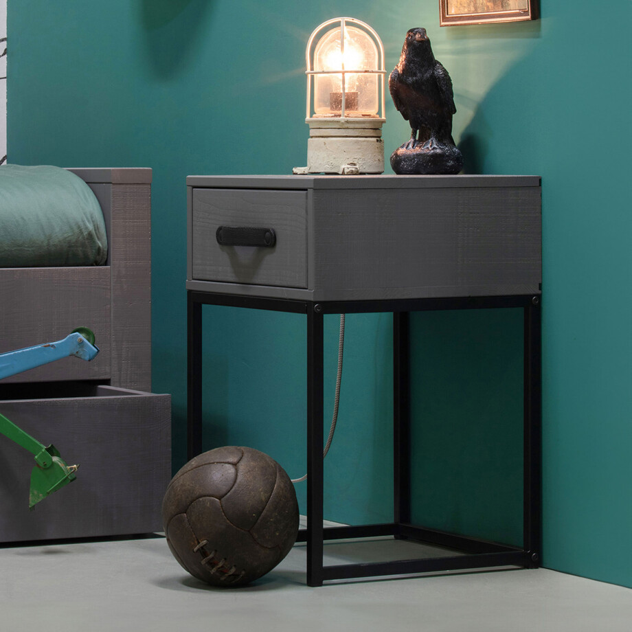 WOOOD Nachtkastje 'Morris' met 1 lade, kleur Leem WOOOD Nachtkastje 'Morris' met 1 lade, kleur Leem afbeelding 1