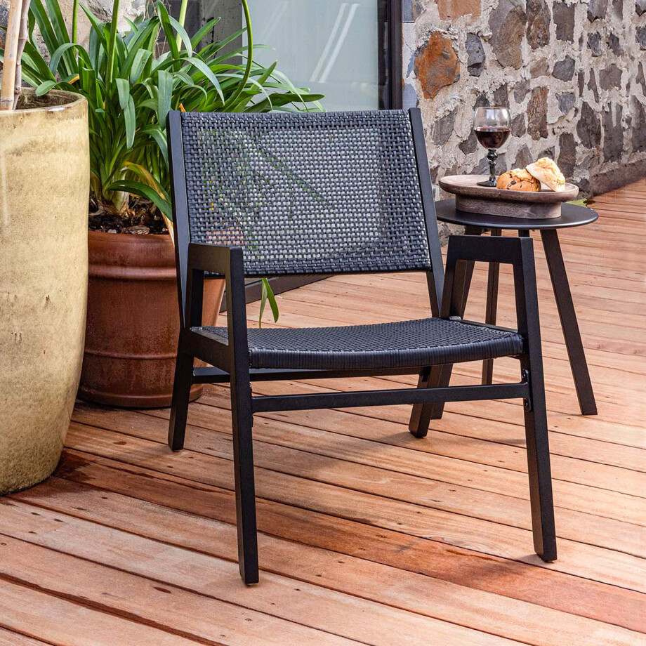 WOOOD Outdoor Fauteuil 'Pem' kleur Mat Zwart afbeelding 1