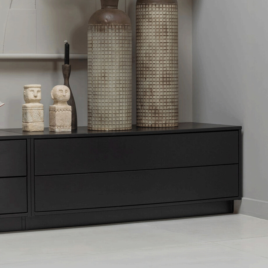 WOOOD TV-meubel 'Finca' Mat zwart, 100cm afbeelding 