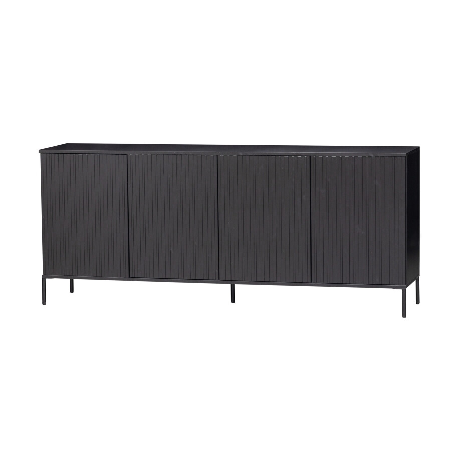 WOOOD Dressoir 'New Gravure' Grenen, 200cm, kleur Zwart afbeelding 1