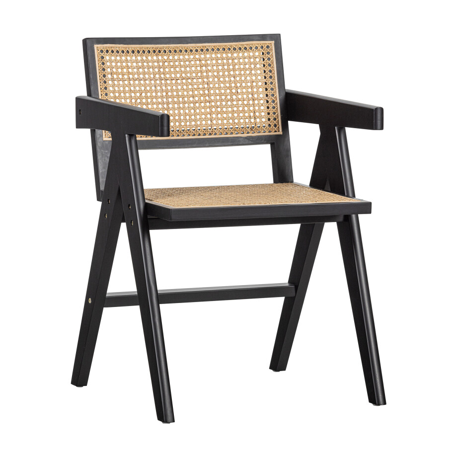 WOOOD Eetkamerstoel 'Gunn' Rotan, kleur Zwart WOOOD Eetkamerstoel 'Gunn' Rotan, kleur Zwart afbeelding 1