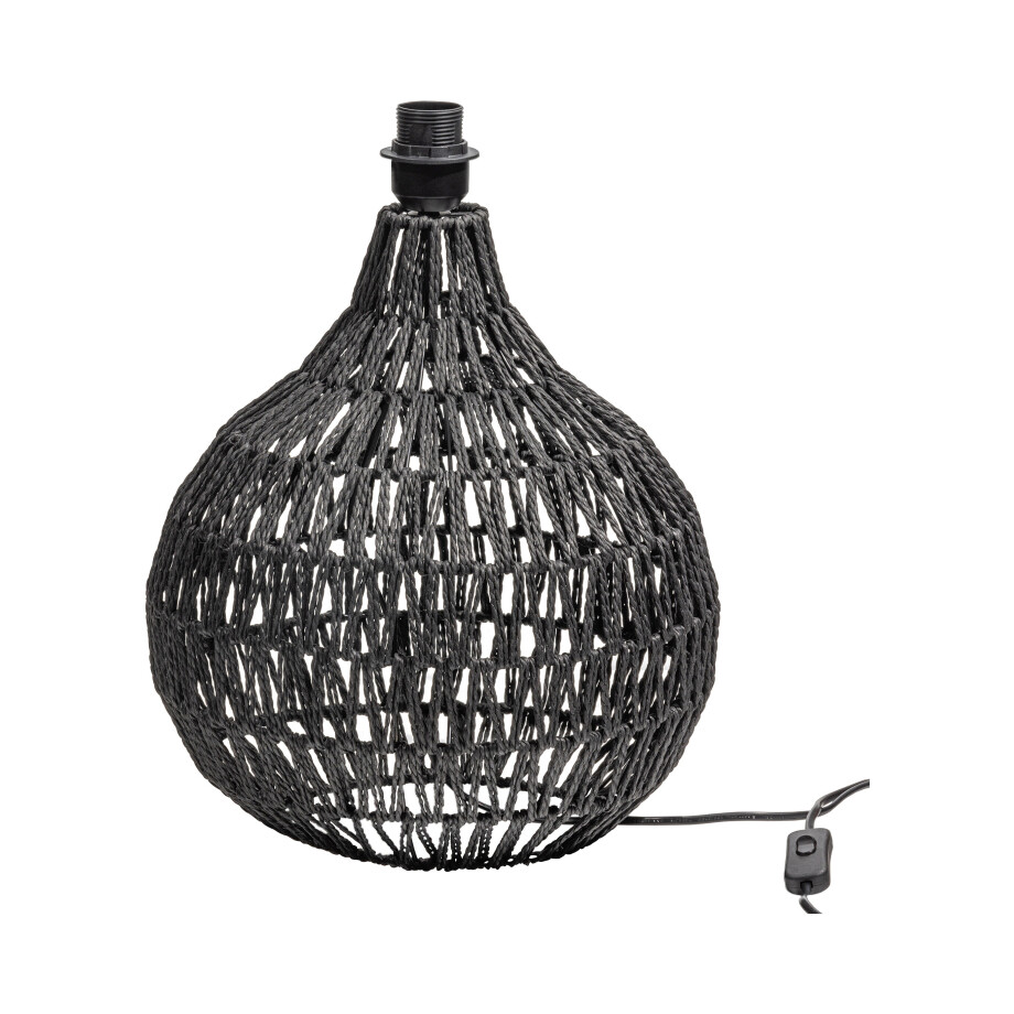 WOOOD Tafellamp 'Macy' Rattan, kleur Zwart (excl. kap) afbeelding 1