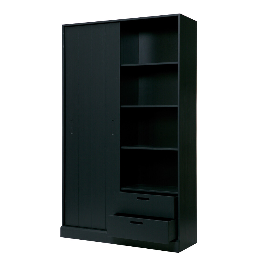WOOOD Opbergkast 'Move' Grenenhout, 200 x 120cm, kleur Matzwart afbeelding 1