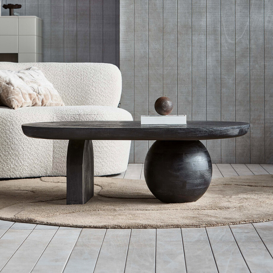 WOOOD Salontafel 'Steppe' Mangohout, 110 x 72cm, kleur zwart afbeelding 1