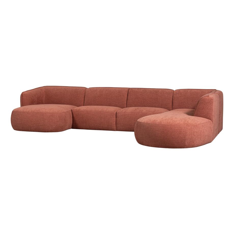 WOOOD Lounge U-bank 'Polly' Rechts, Woven, kleur Roze afbeelding 1