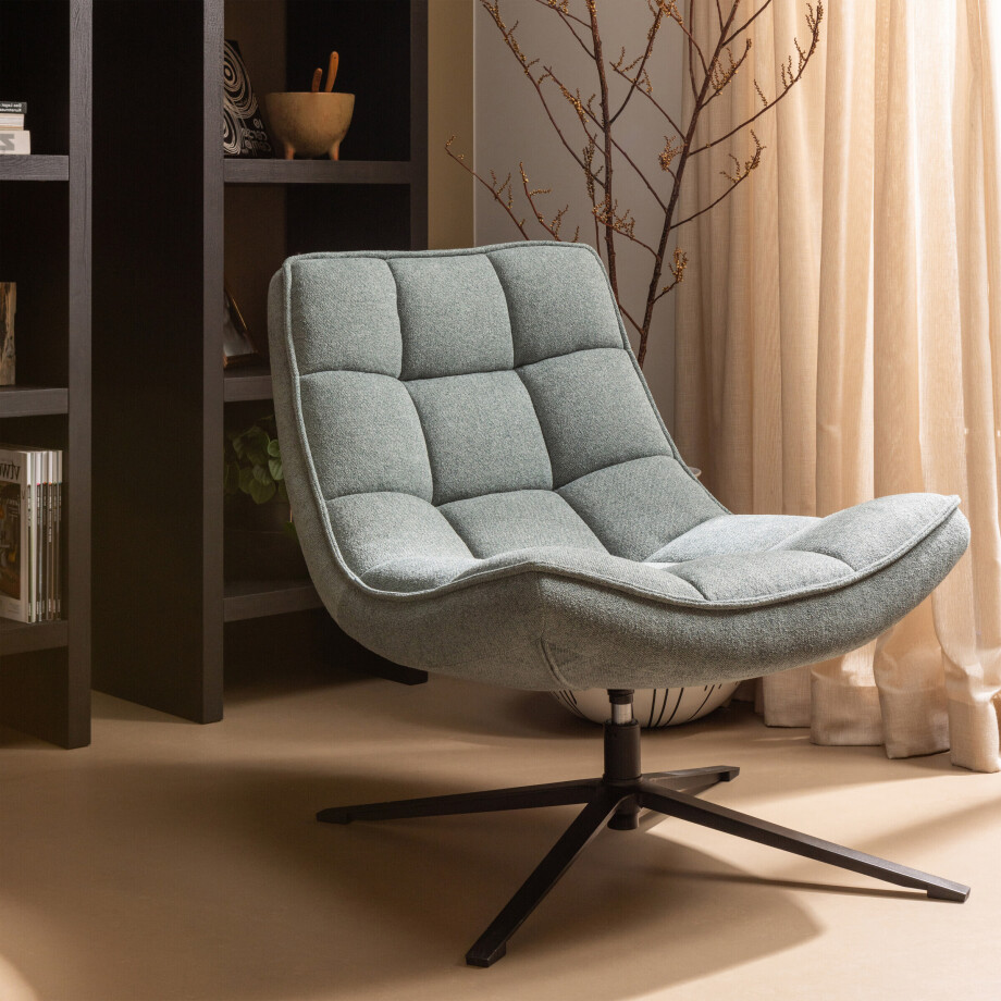 WOOOD Draaifauteuil 'Maudi' Geweven, kleur Blue Stone WOOOD Draaifauteuil 'Maudi' Geweven, kleur Blue Stone afbeelding 1