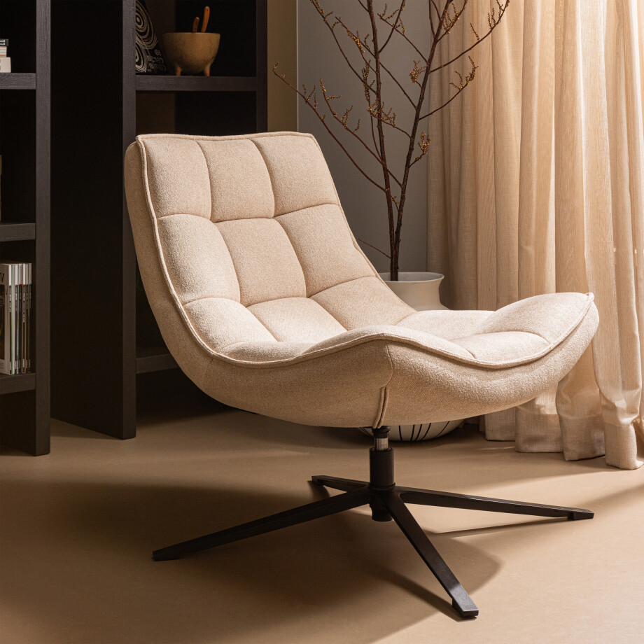 WOOOD Draaifauteuil 'Maudi' Geweven, kleur Naturel afbeelding 1