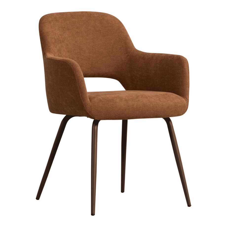 WOOOD Eetkamerstoel 'Jenny' Geweven stof, kleur Bruin afbeelding 1