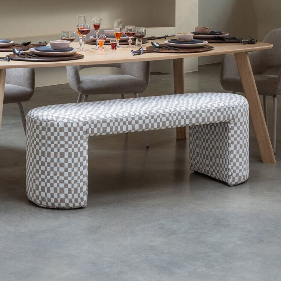 WOOOD Eetkamerbank 'Jacob' Geweven, 130cm, kleur Zand afbeelding 1