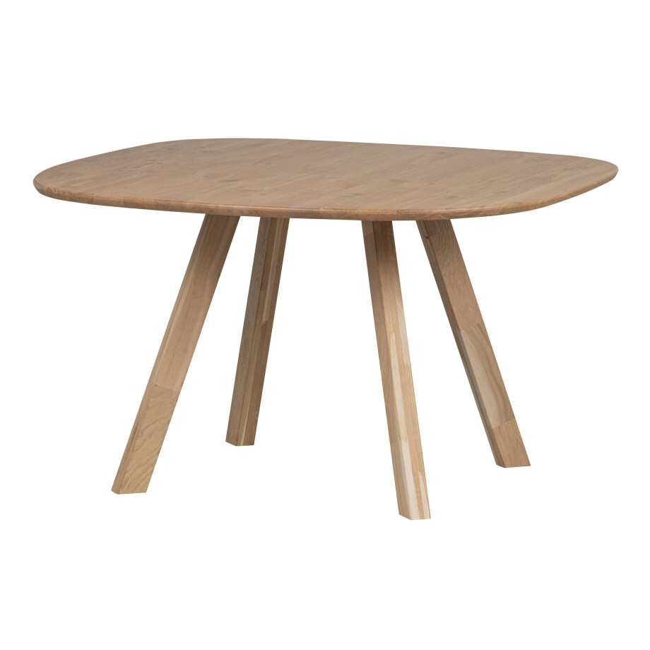 WOOOD Organische Eettafel 'Tablo' Eikenhout, Met 3-stand poot, 130 x 130cm afbeelding 