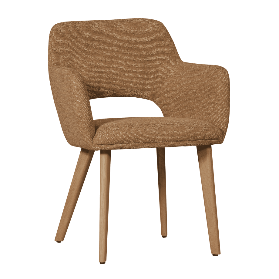 WOOOD Eetkamerstoel 'Murat' Chenille, kleur Geel/Naturel afbeelding 1