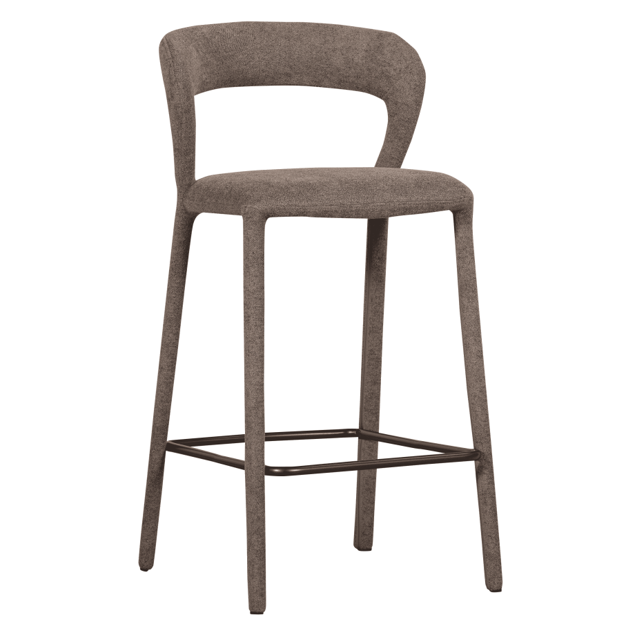 WOOOD Barstoel 'Noble' Geweven stof, kleur Taupe (zithoogte 71cm) afbeelding 1