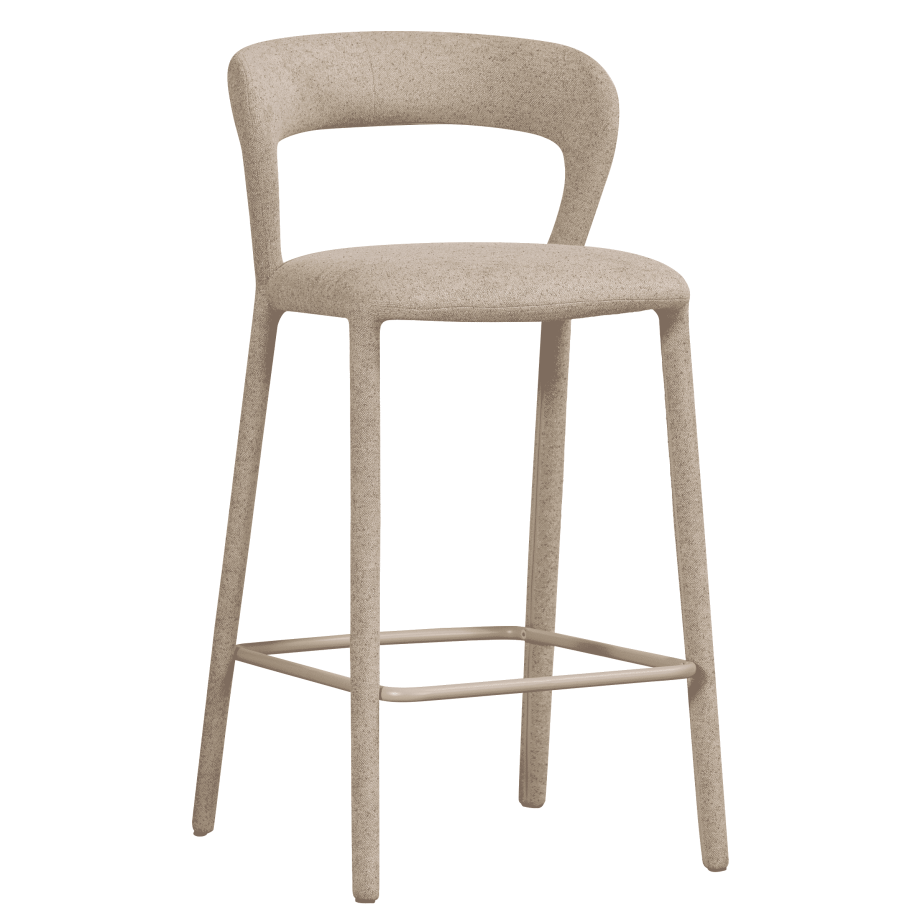 WOOOD Barstoel 'Noble' Geweven stof, kleur Zand (zithoogte 71cm) afbeelding 1
