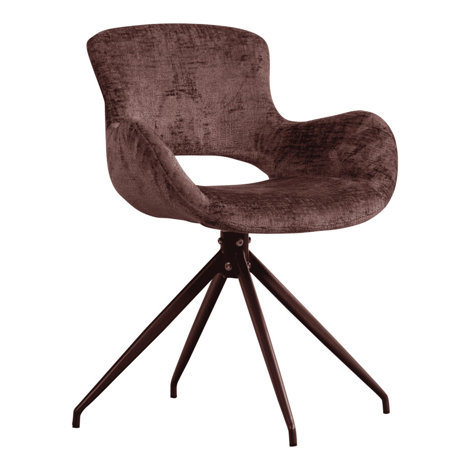 WOOOD Draaibare Eetkamerstoel 'Eliva' Structure Velvet, kleur Paars afbeelding 1