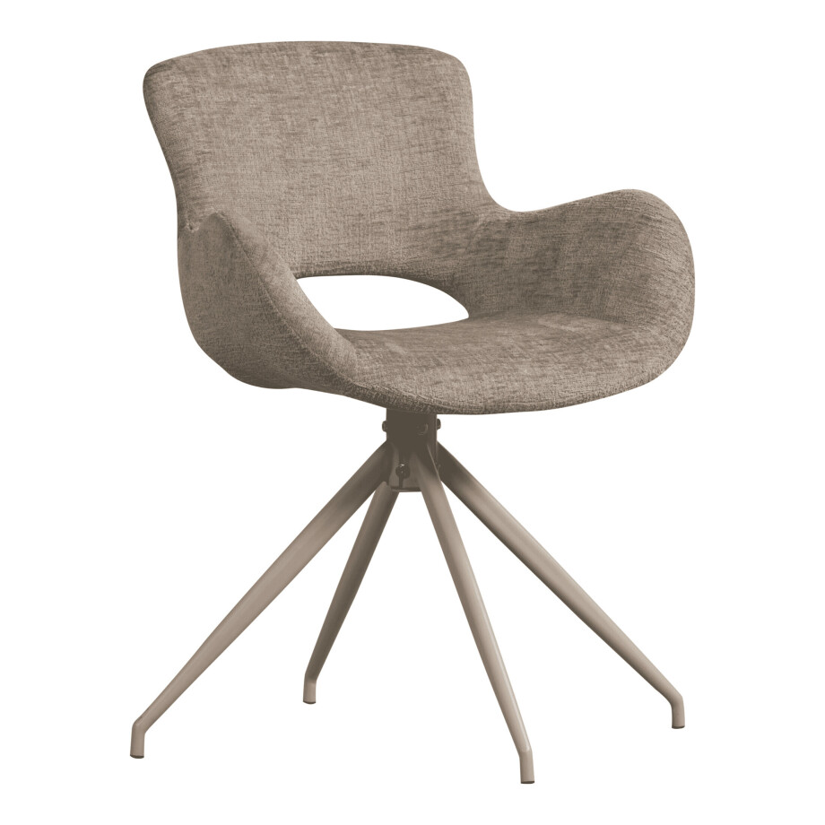 WOOOD Draaibare Eetkamerstoel 'Eliva' Structure Velvet, kleur Zand afbeelding 1