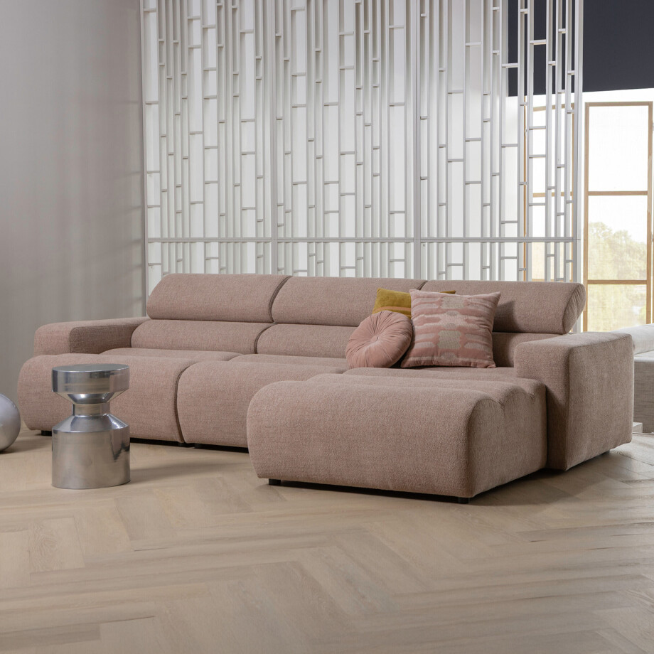 WOOOD Loungebank 'Novi' Rechts, Geweven melange stof, kleur Taupe afbeelding 1