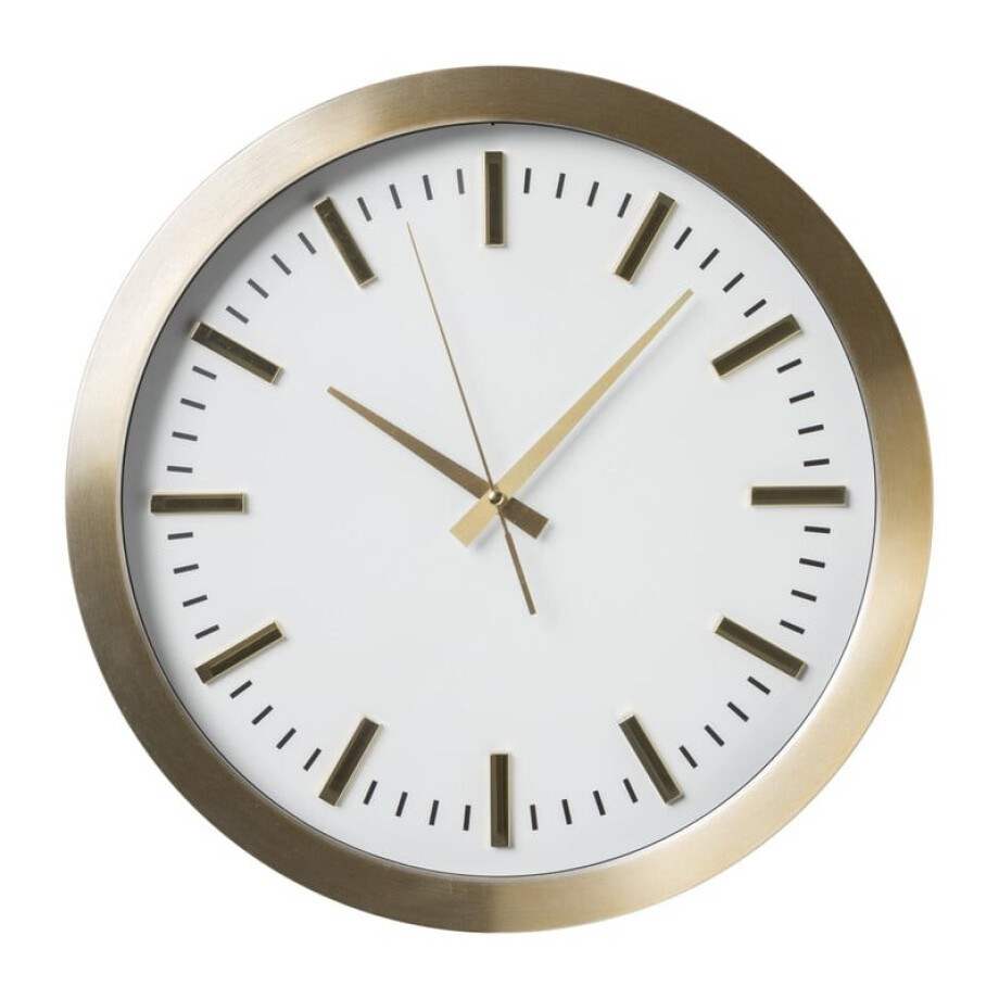 Wandklok gouden rand - wit - ø40 cm Wandklok gouden rand - wit - ø40 cm afbeelding