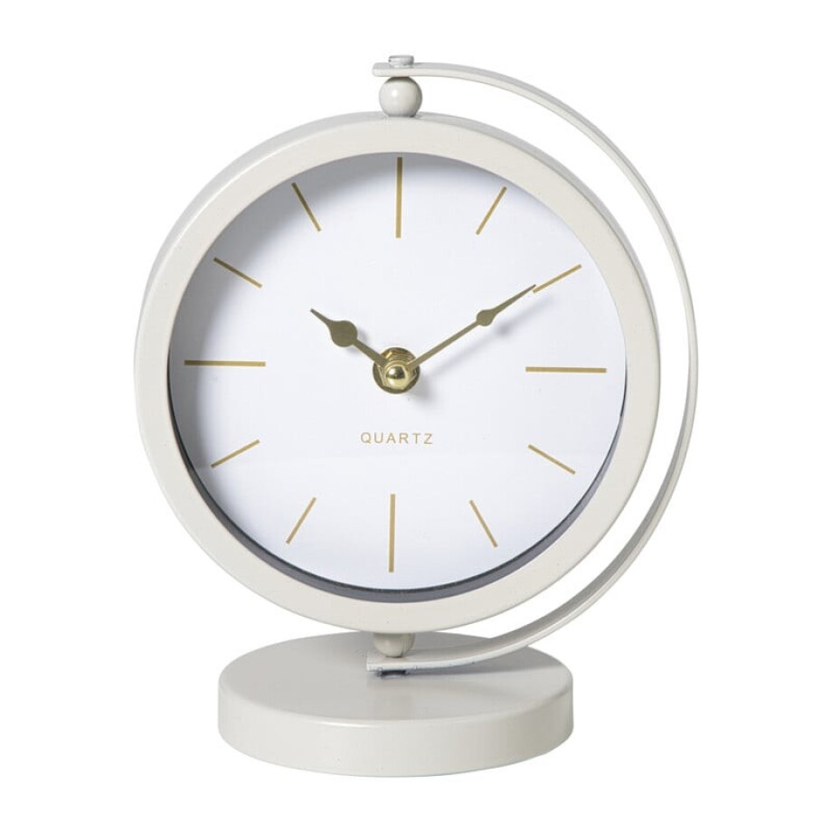 Tafelklok metaal - beige - 20x16x10.5 cm afbeelding 