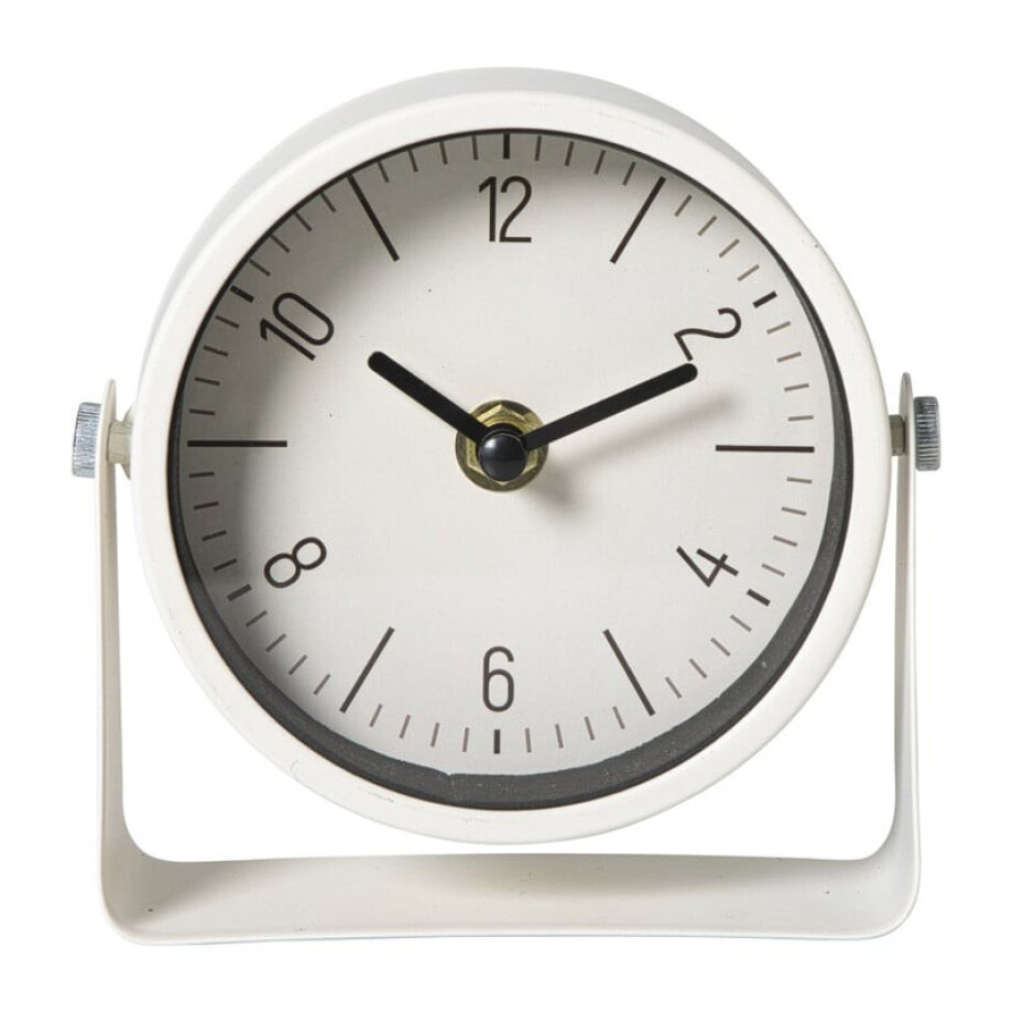 Tafelklok - beige/zwart - 13x12.5x4.3 cm afbeelding 