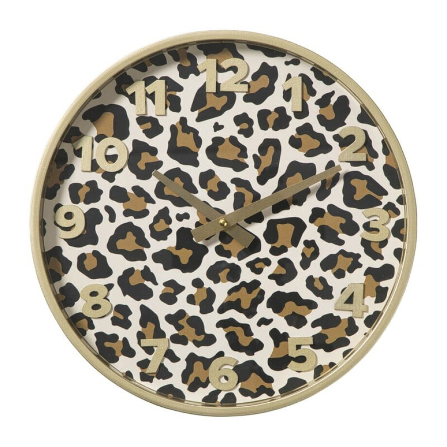 Wandklok luipaard - bruin/goud - ø30 cm Wandklok luipaard - bruin/goud - ø30 cm afbeelding