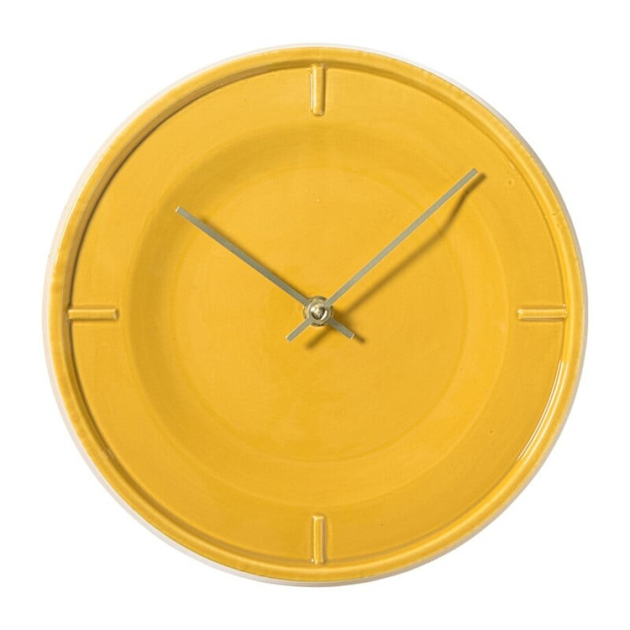 Klok keramiek - geel - ø25x3.5 cm afbeelding 