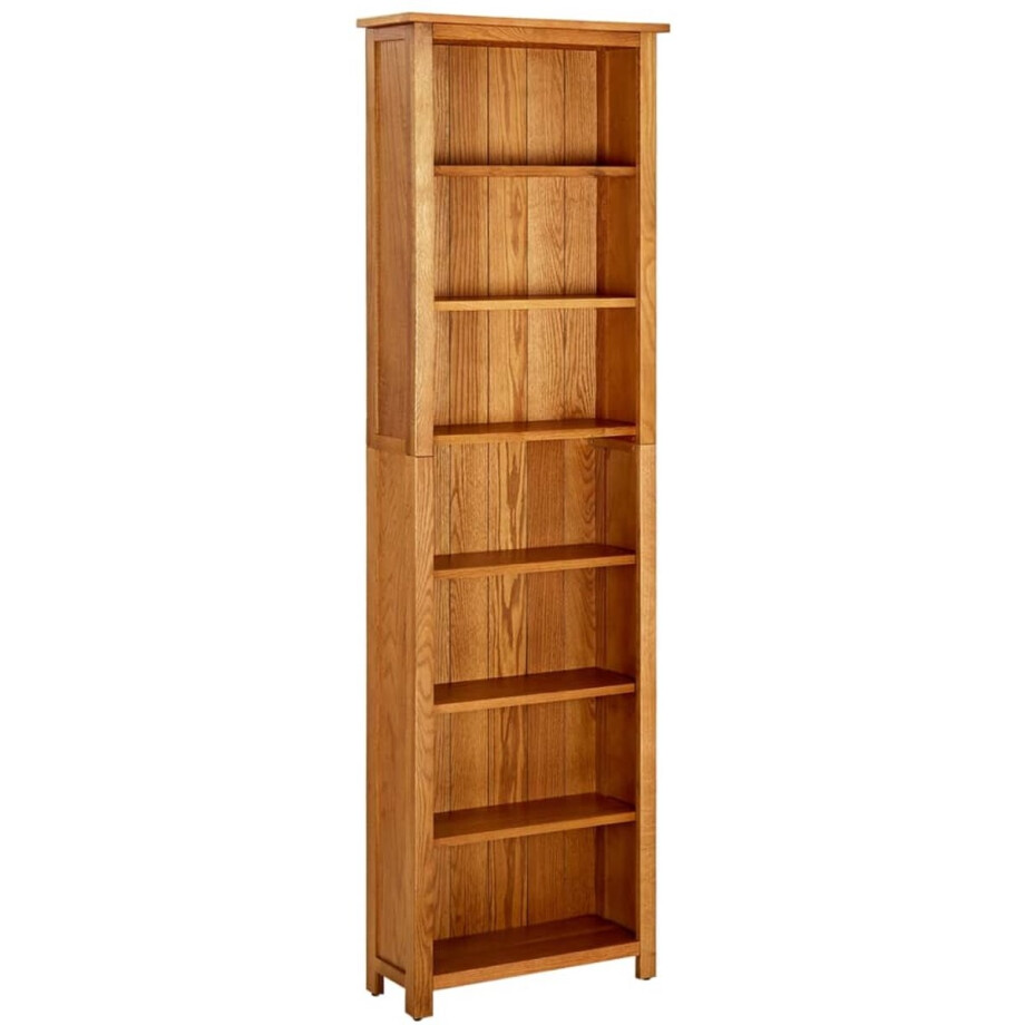 vidaXL Eikenhouten Boekenkast - Boekenkast - Boekenkast met 7 schappen 60x22x200 cm massief eikenhout - Rustic Bookcase - Bibliotheekkast - Vintage Boekenkast vidaXL Eikenhouten Boekenkast - Boekenkast - Boekenkast met 7 schappen 60x22x200 cm massief eikenhout - Rustic Bookcase - Bibliotheekkast - Vintage Boekenkast afbeelding 1