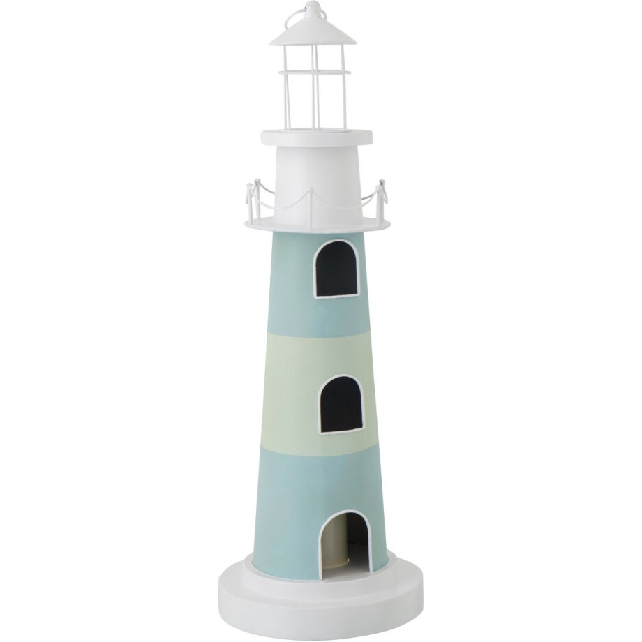 J-Line vogelhuisje Vuurtoren met licht - metaal - lichtblauw/wit J-Line vogelhuisje Vuurtoren met licht - metaal - lichtblauw/wit afbeelding 1