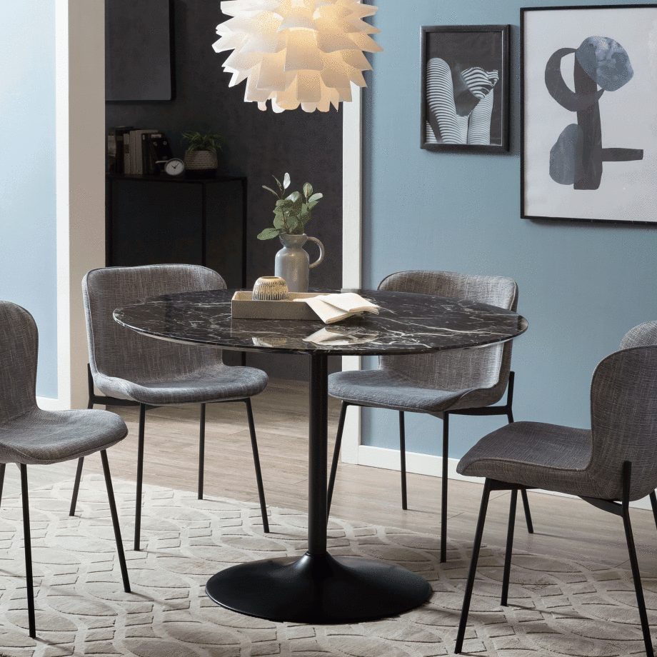 Artistiq Ronde Eettafel 'Paxten' 110cm, kleur zwart marmerlook afbeelding 