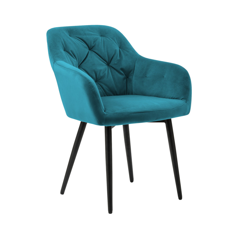 Artistiq Eetkamerstoel 'Lois' Velvet, kleur Turquoise afbeelding 1