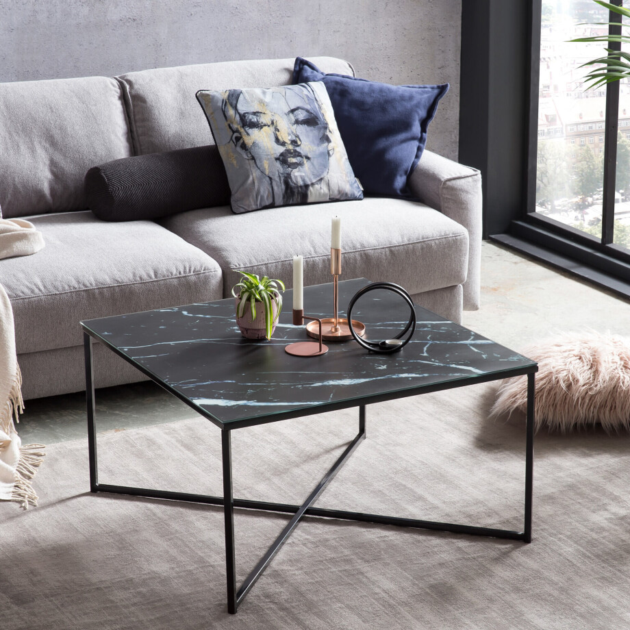 Artistiq Salontafel 'Chloè', 80cm, Marmerlook, kleur Zwart afbeelding 1